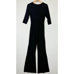 Rachel Palley Black Modal Open Back Tie 3/4 Sleeve Pants‎ Jumpsuit Women's Small
